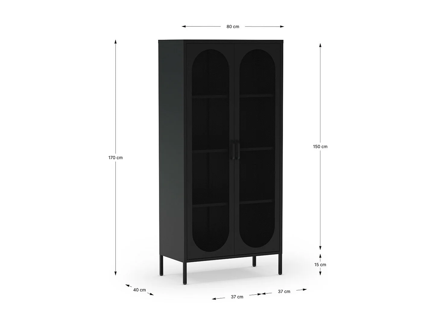 Zio - Vaisselier 2 portes en métal H170cm - Bleu nuit