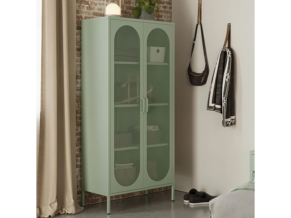Zio - Vaisselier 2 portes en métal H170cm - Vert menthe