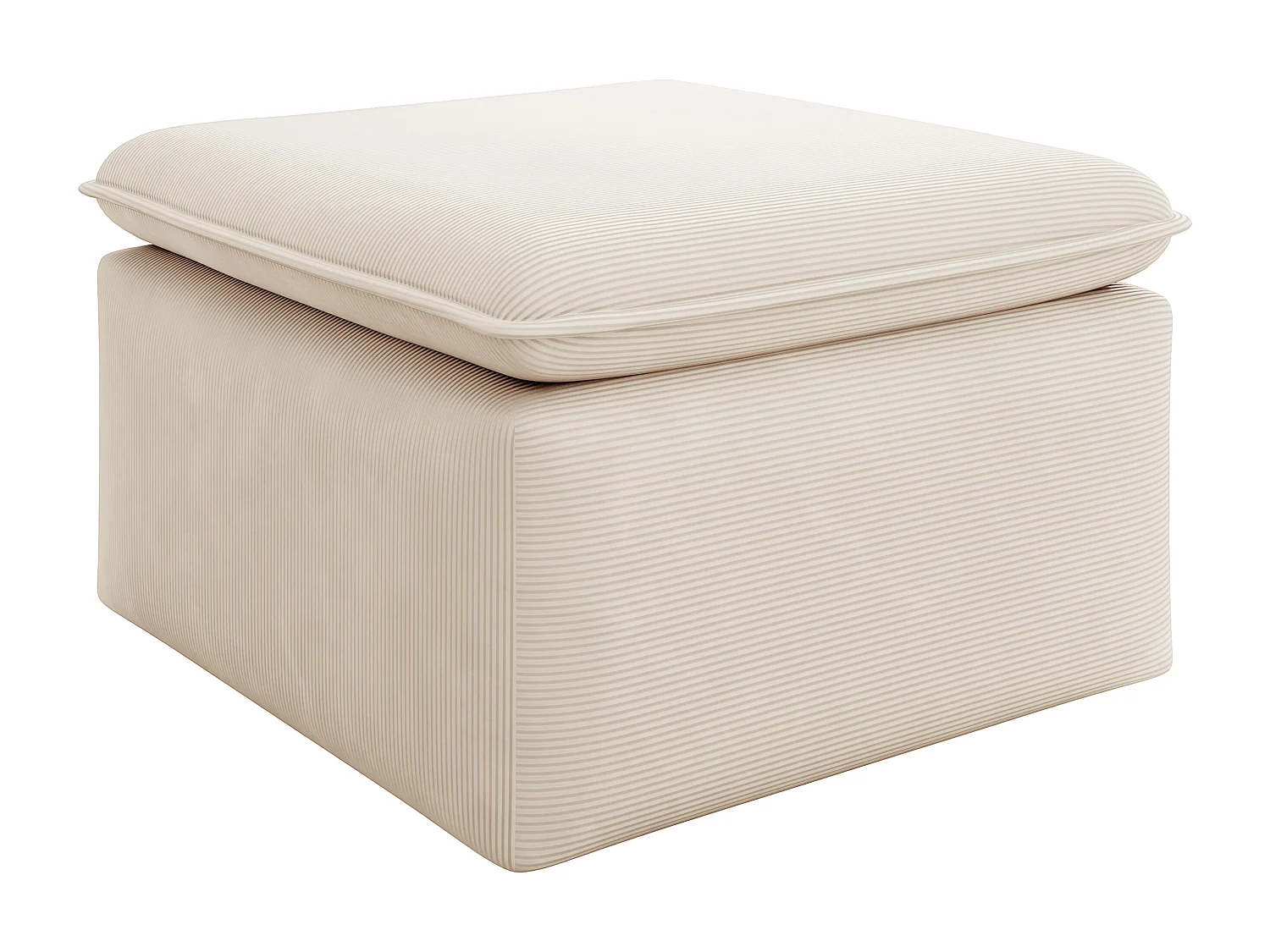 Canapé d'angle gauche convertible et pouf en velours côtelé beige TEODORA