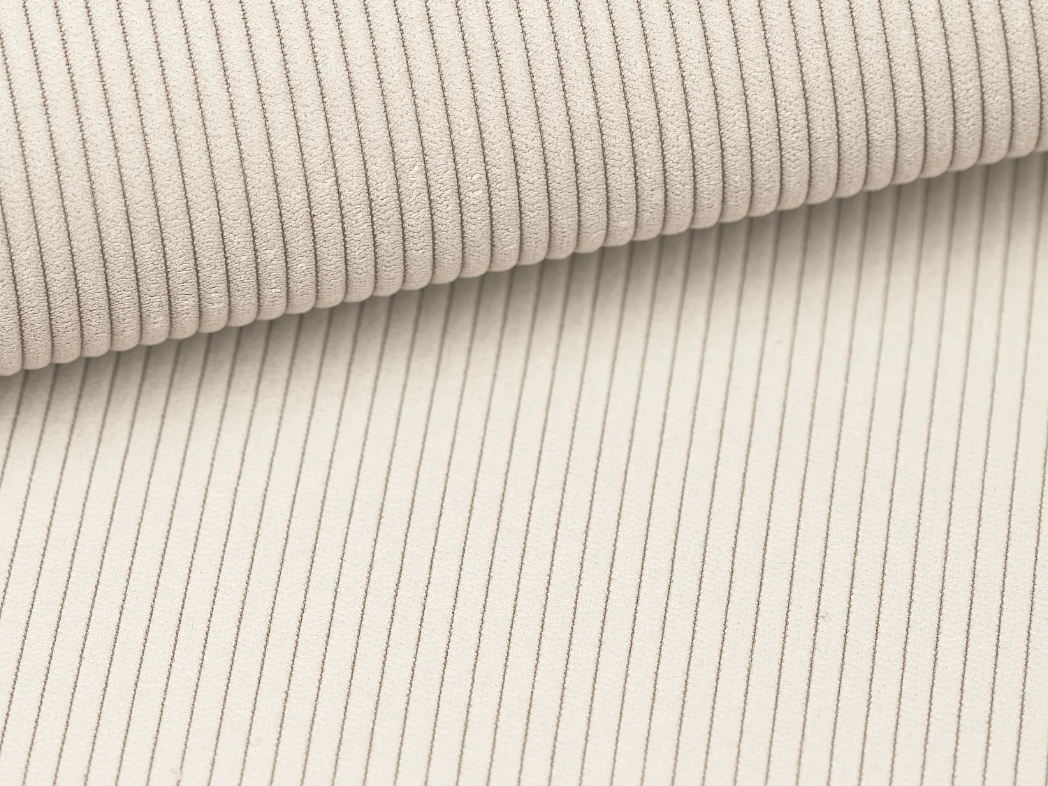 Canapé d'angle gauche convertible et pouf en velours côtelé beige TEODORA