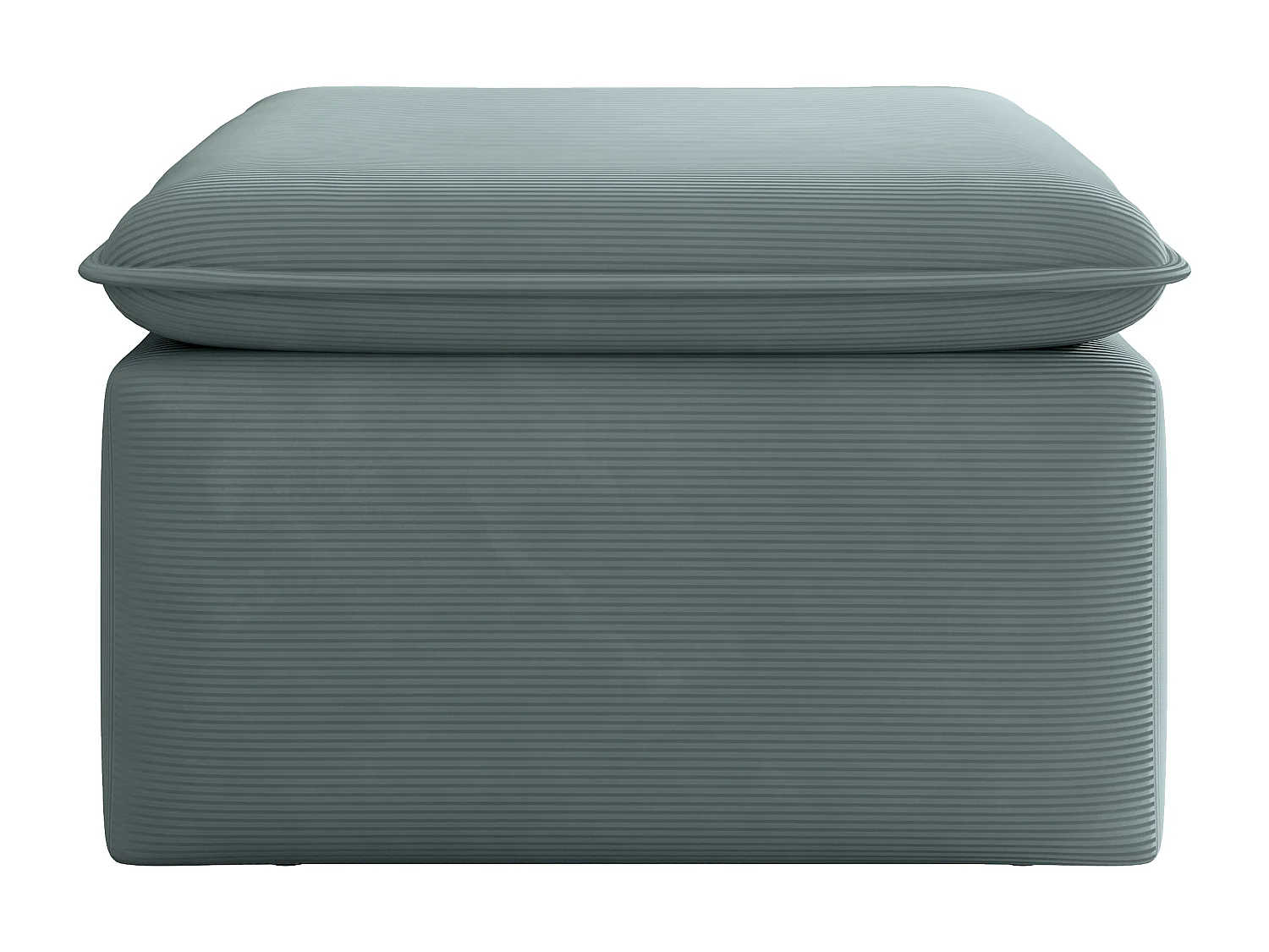 Canapé d'angle droit convertible et pouf en velours côtelé bleu TEODORA