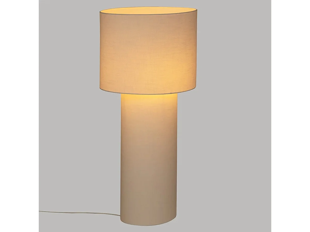Lampe à poser, lampadaire droit en Polyester et Acier coloris blanc - Longueur 58 x Profondeur 37,5 x Hauteur 115  cm