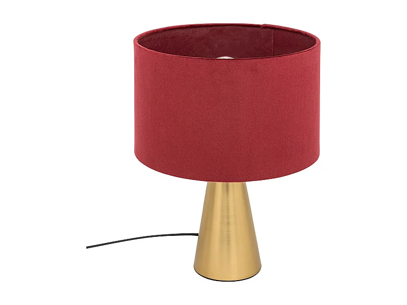Lampe à poser, lampadaire en velours coloris bordeaux et métal doré - diamètre 27 x Hauteur 35  cm