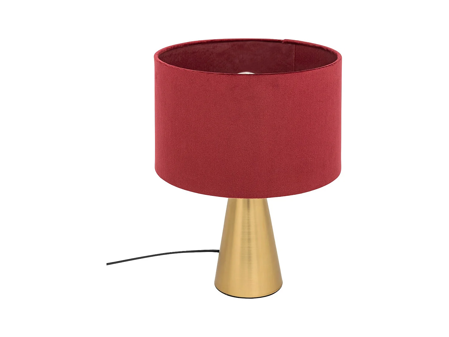 Lampe à poser, lampadaire en velours coloris bordeaux et métal doré - diamètre 27 x Hauteur 35  cm
