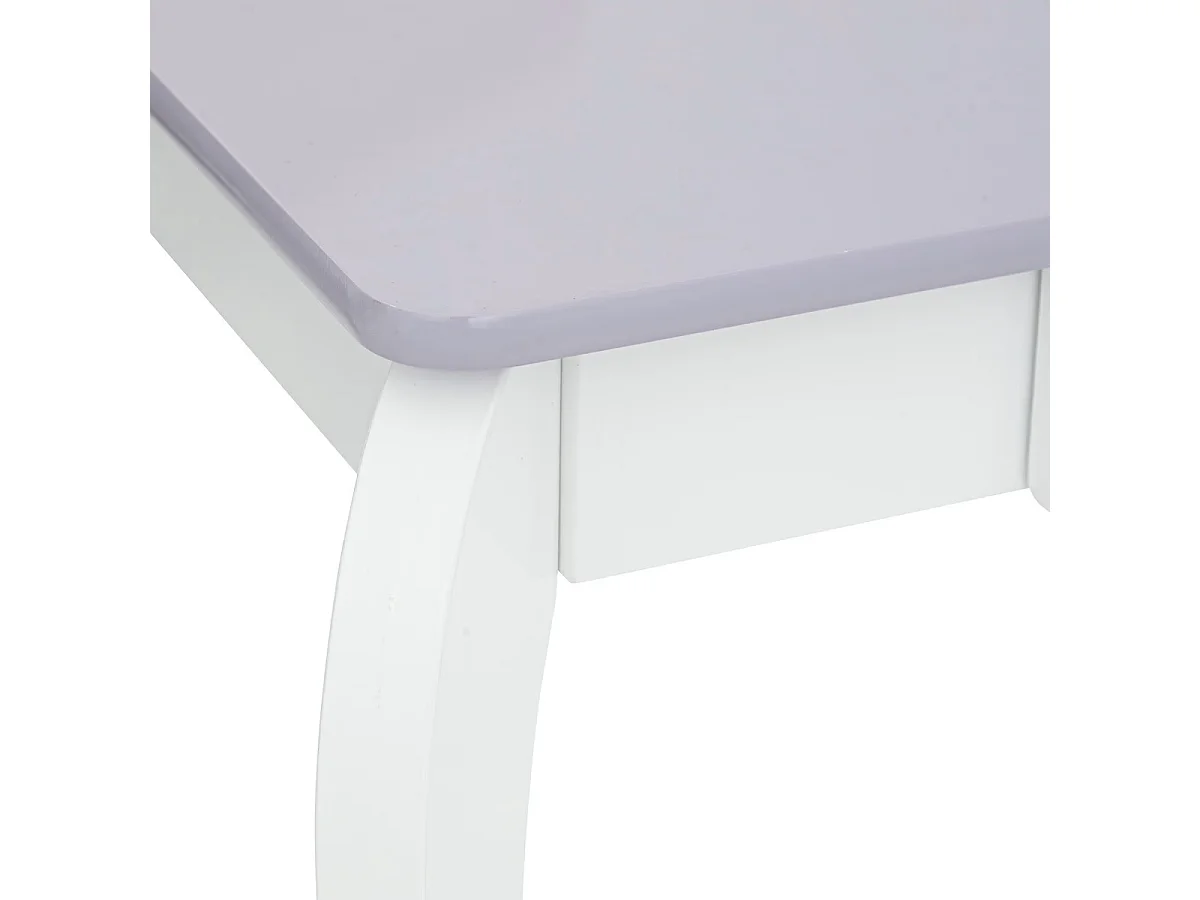 Coiffeuse, table de maquillage avec miroir et tabouret en bois coloris blanc  - Longueur 70,50 x Profondeur 50,5 x Hauteur 95 cm