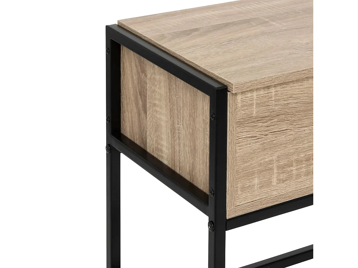 Banc à chaussures, meuble à chaussures en métal noir et bois coloris naturel -Longueur 76,5 x Profondeur 30 x Hauteur 48 cm