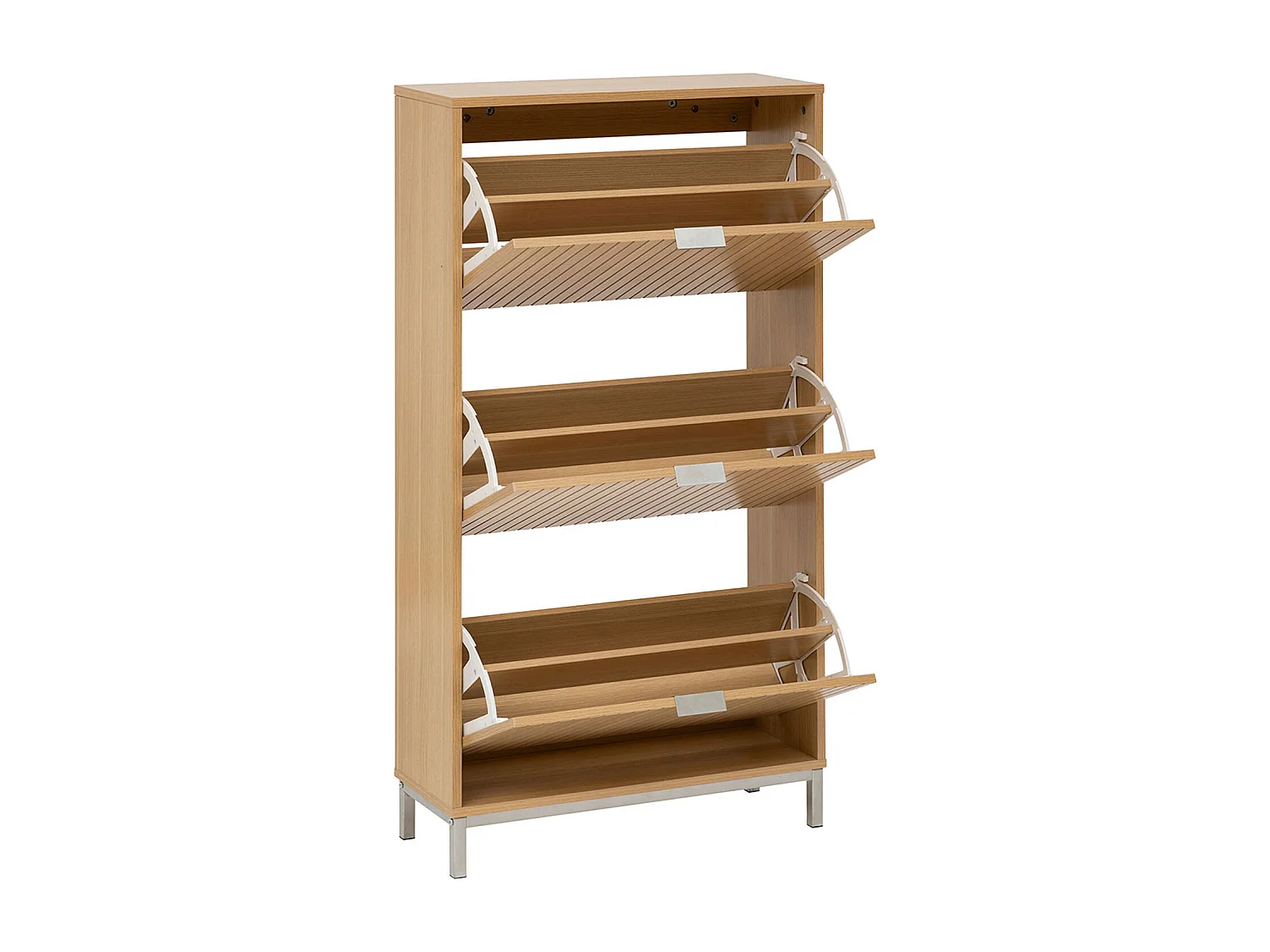 Meuble à chaussures, commode à chaussures avec 3 tiroirs en Melamine/MDF coloris Beige - Longueur 63 x Profondeur 24 x Hauteur 131,5 cm
