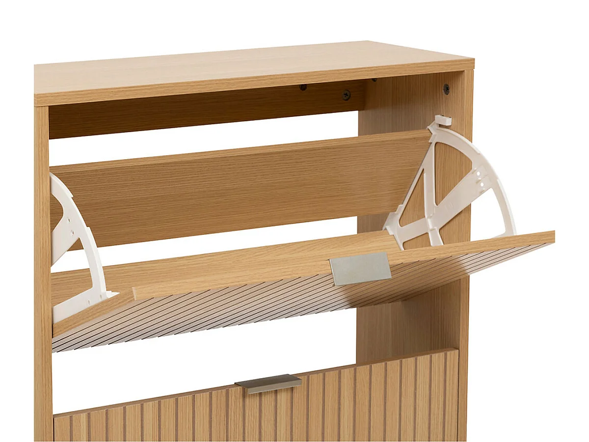 Meuble à chaussures, commode à chaussures avec 3 tiroirs en Melamine/MDF coloris Beige - Longueur 63 x Profondeur 24 x Hauteur 131,5 cm