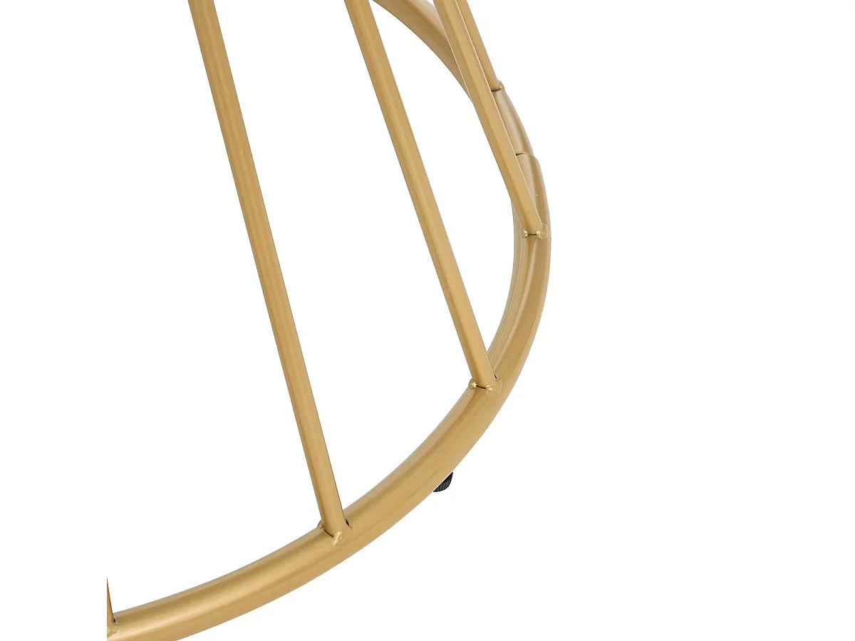 Table basse, Table de salon en verre trempé effet marbre coloris Blanc, noir et fer coloris doré - diamètre 70 x Hauteur 40 cm