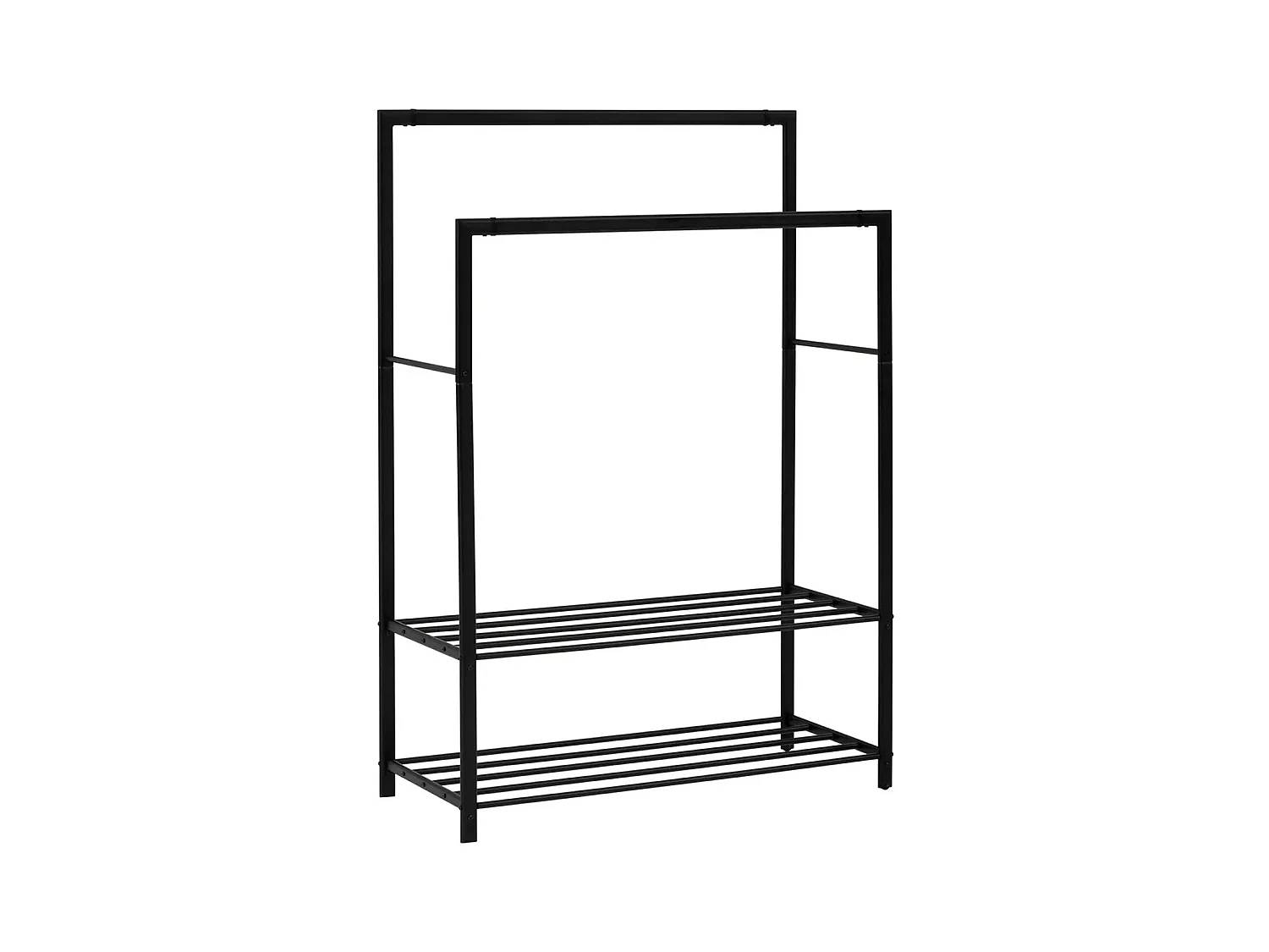 Portant à vêtements avec 2 étagères en métal coloris noir - Longueur 117 x Profondeur 50 x Hauteur 170  cm