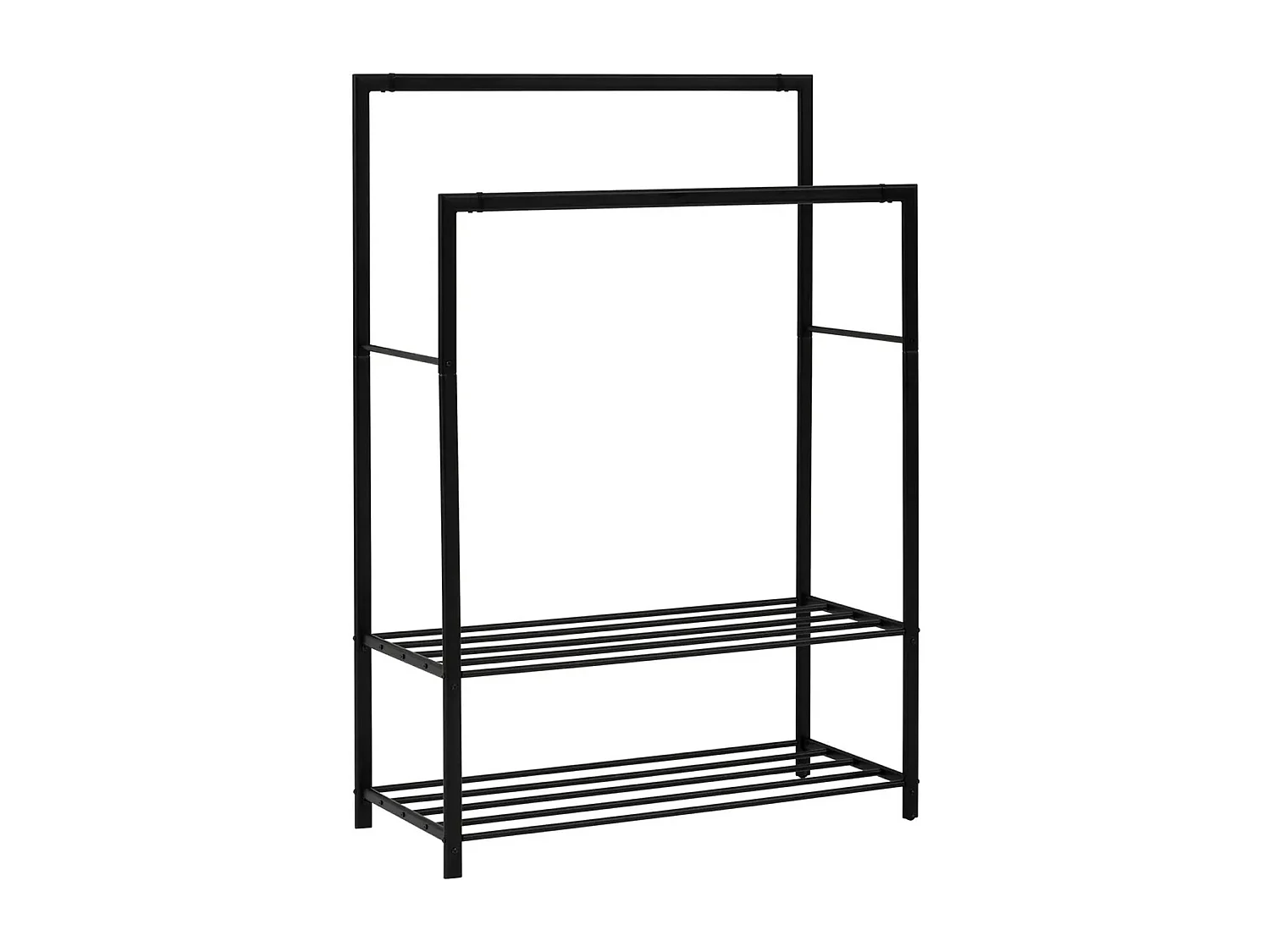 Portant à vêtements avec 2 étagères en métal coloris noir - Longueur 117 x Profondeur 50 x Hauteur 170  cm