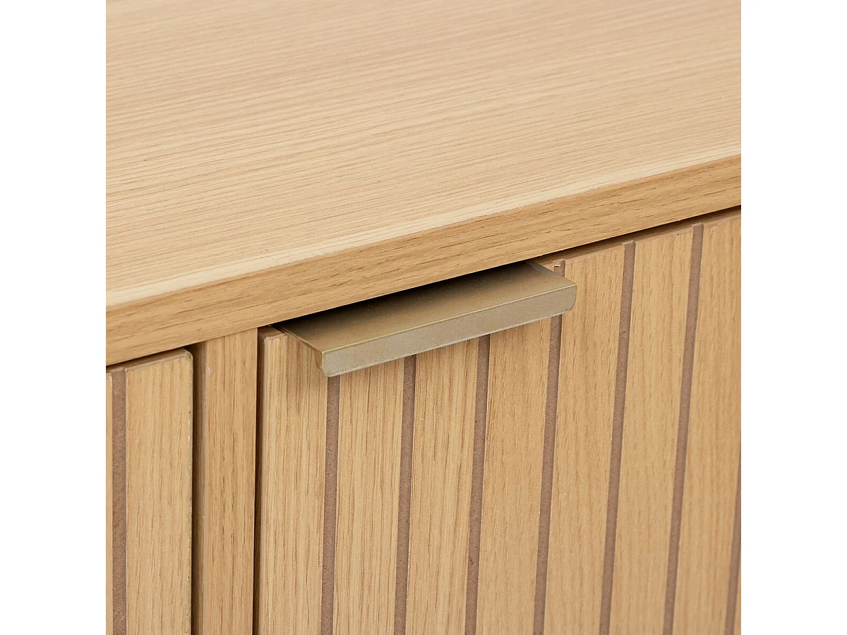 Buffet, meuble de rangement bas en bois coloris beige -  Longueur 120 x Profondeur 40 x Hauteur 76 cm