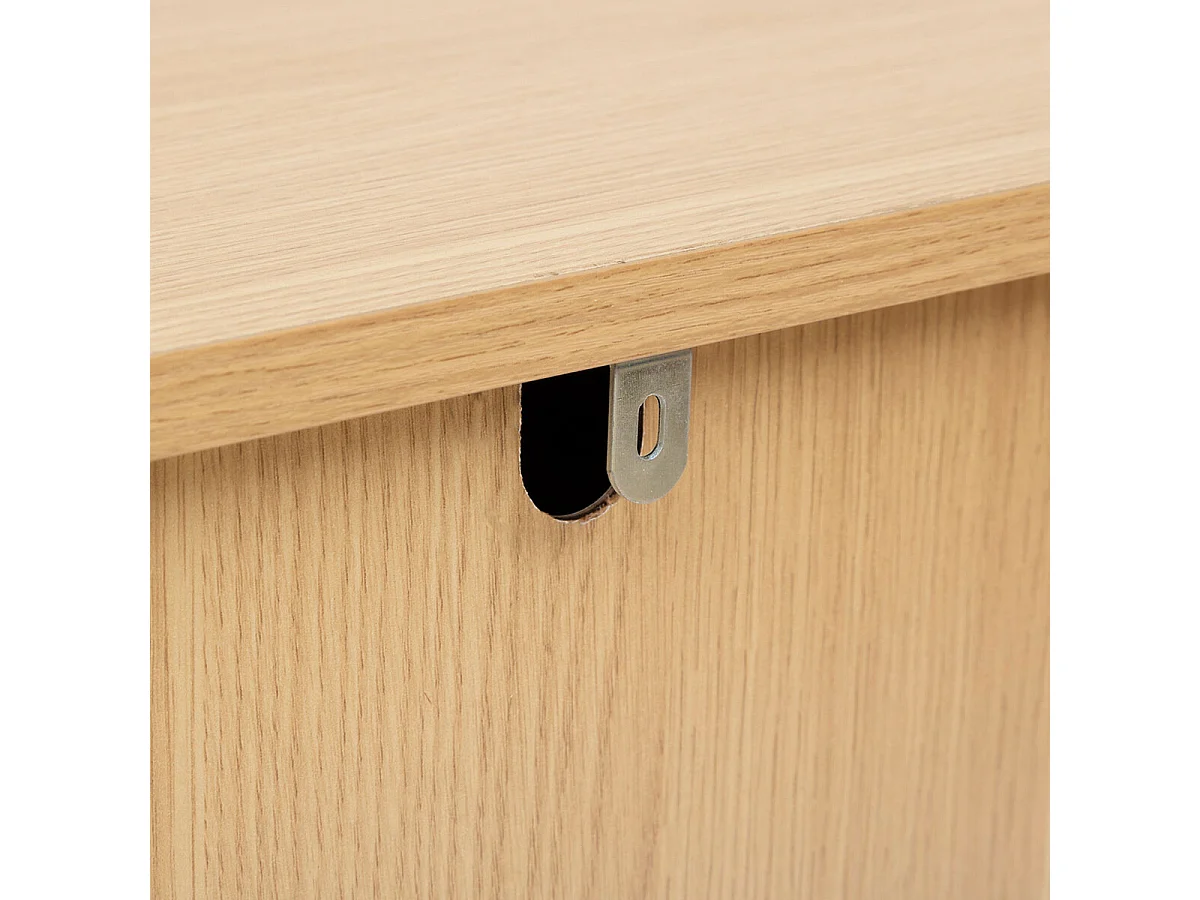 Buffet, meuble de rangement bas en bois coloris beige -  Longueur 120 x Profondeur 40 x Hauteur 76 cm