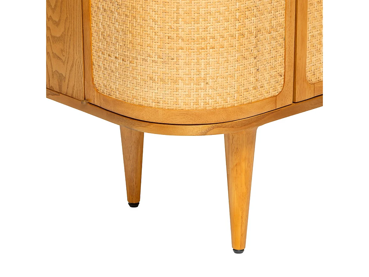 Buffet, meuble de rangement avec 4 portes en bois coloris Miel  - Longueur 150 x Profondeur 45 x Hauteur 75 cm