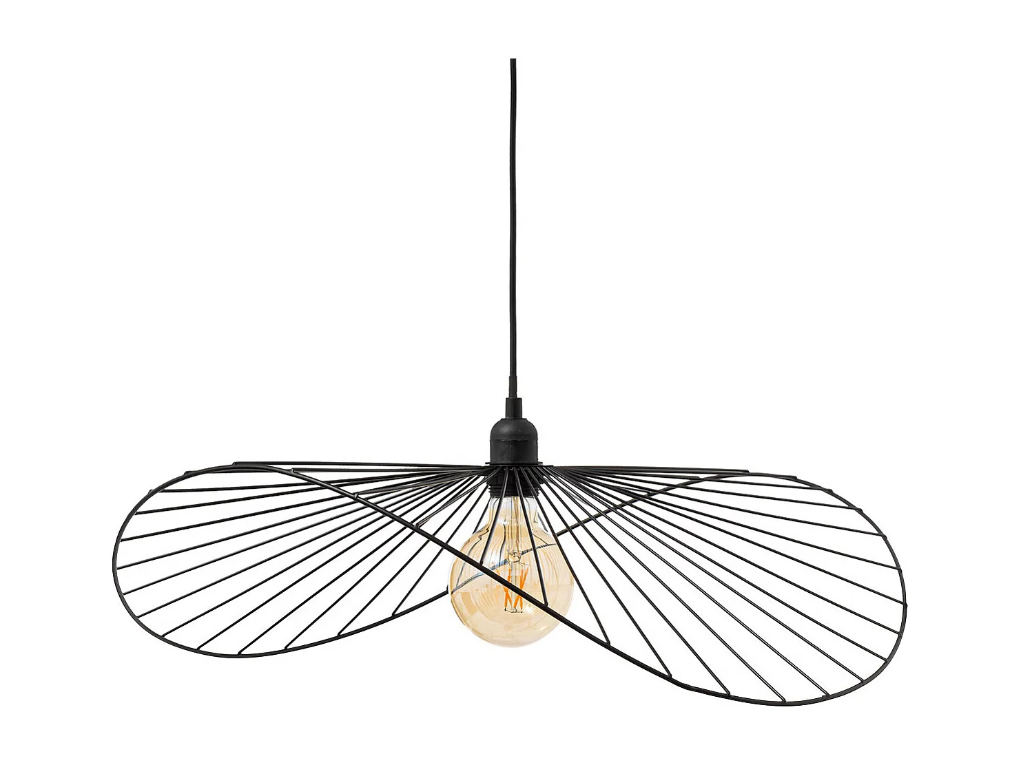 Lampe suspendue, Suspension luminaire en polypropylène coloris noir et métal noi - Longueur 57 x Profondeur 16 x Hauteur 58  cm