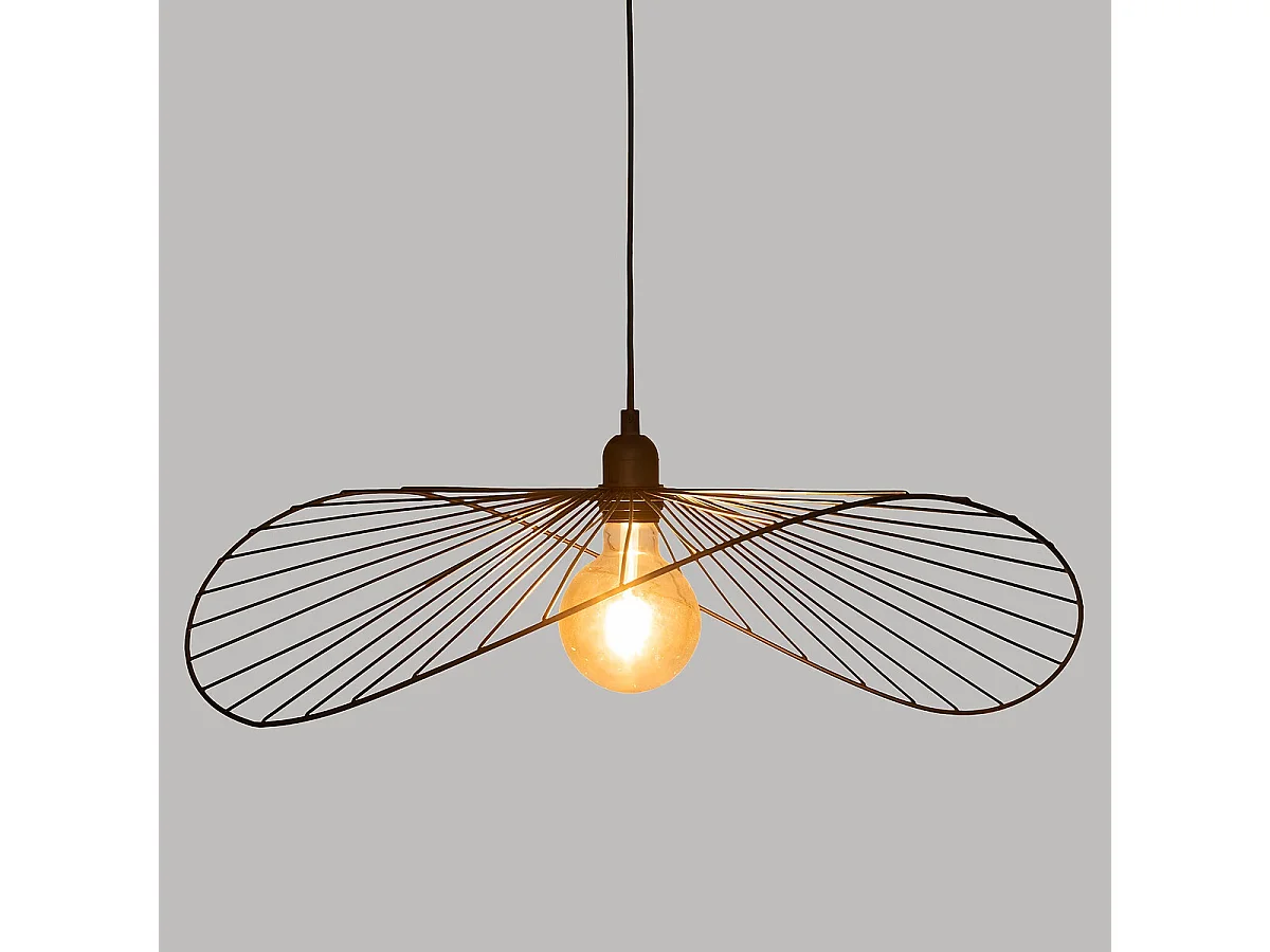 Lampe suspendue, Suspension luminaire en polypropylène coloris noir et métal noi - Longueur 57 x Profondeur 16 x Hauteur 58  cm