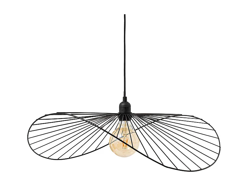 Lampe suspendue, Suspension luminaire en polypropylène coloris noir et métal noi - Longueur 57 x Profondeur 16 x Hauteur 58  cm