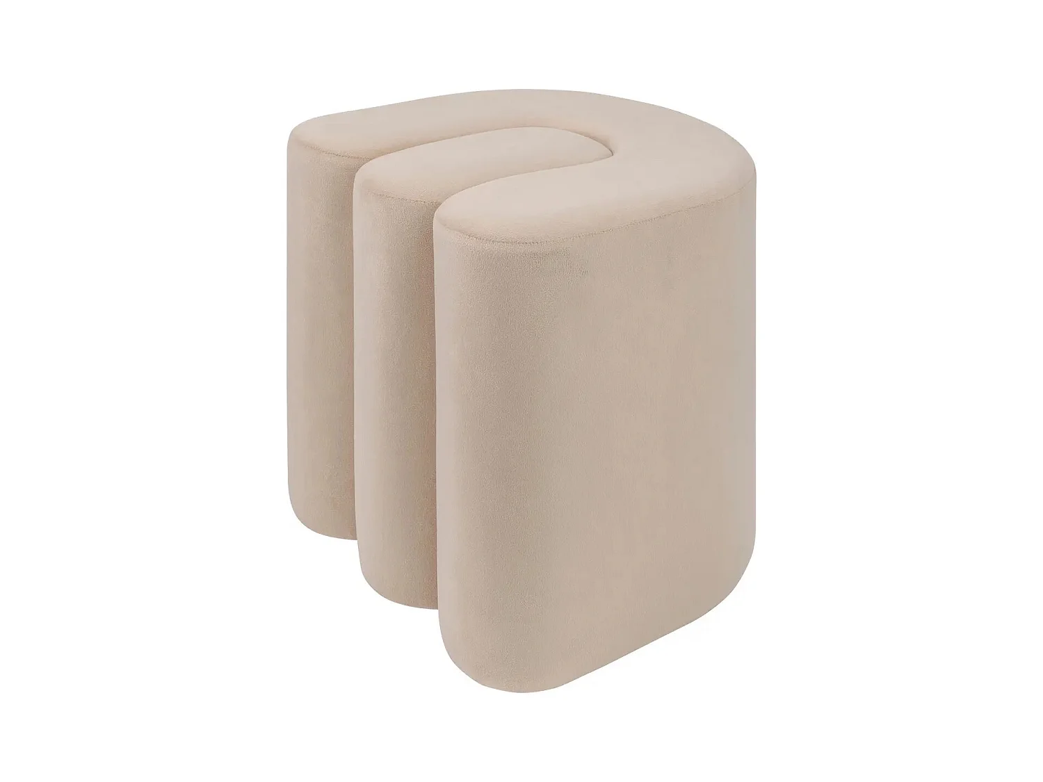 Pouf en velours coloris beige - Longueur 39,5 x Profondeur 39,5 x Hauteur 40,5 cm