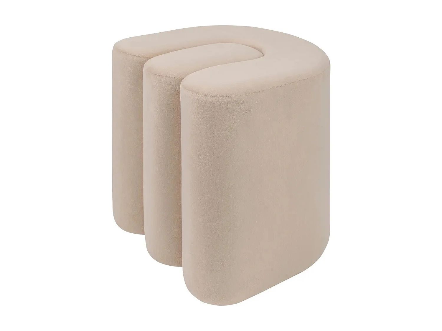 Pouf en velours coloris beige - Longueur 39,5 x Profondeur 39,5 x Hauteur 40,5 cm