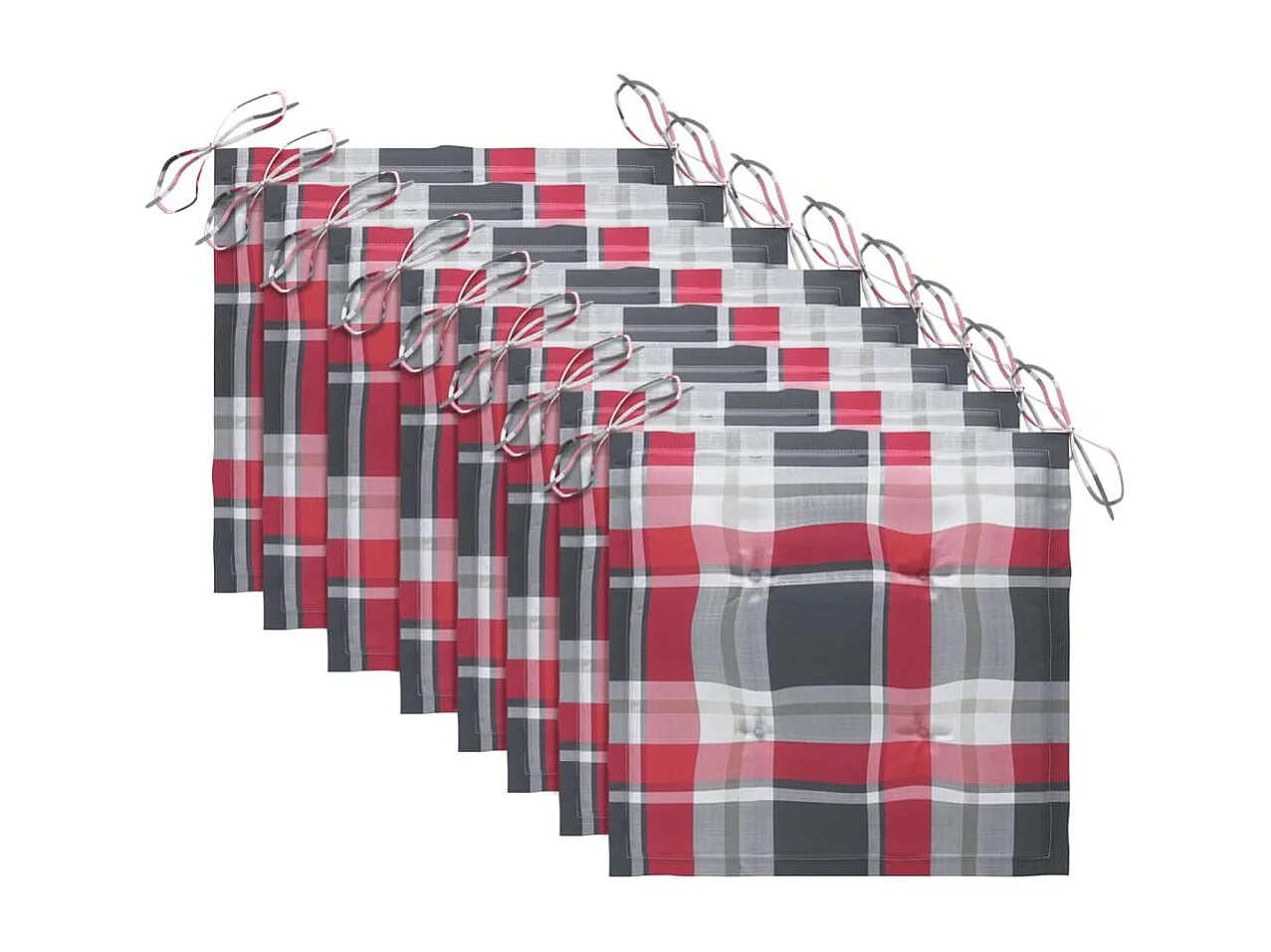 Gartenstühle mit Kissen im Fliesenmuster, 8 Stück, massives Teakholz