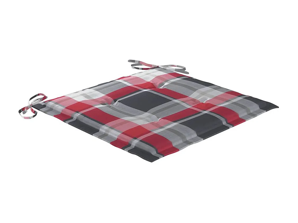 Gartenstühle mit Kissen im Fliesenmuster, 8 Stück, massives Teakholz