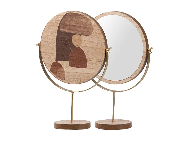 Espejo Tocador Madera Metal Etnico 22x10x32 Cm