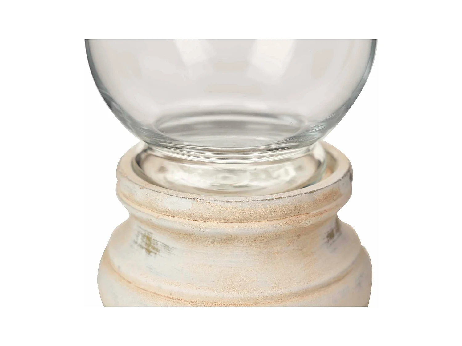 Portavelas Cemento Cristal Beige 13x13x22 Cm