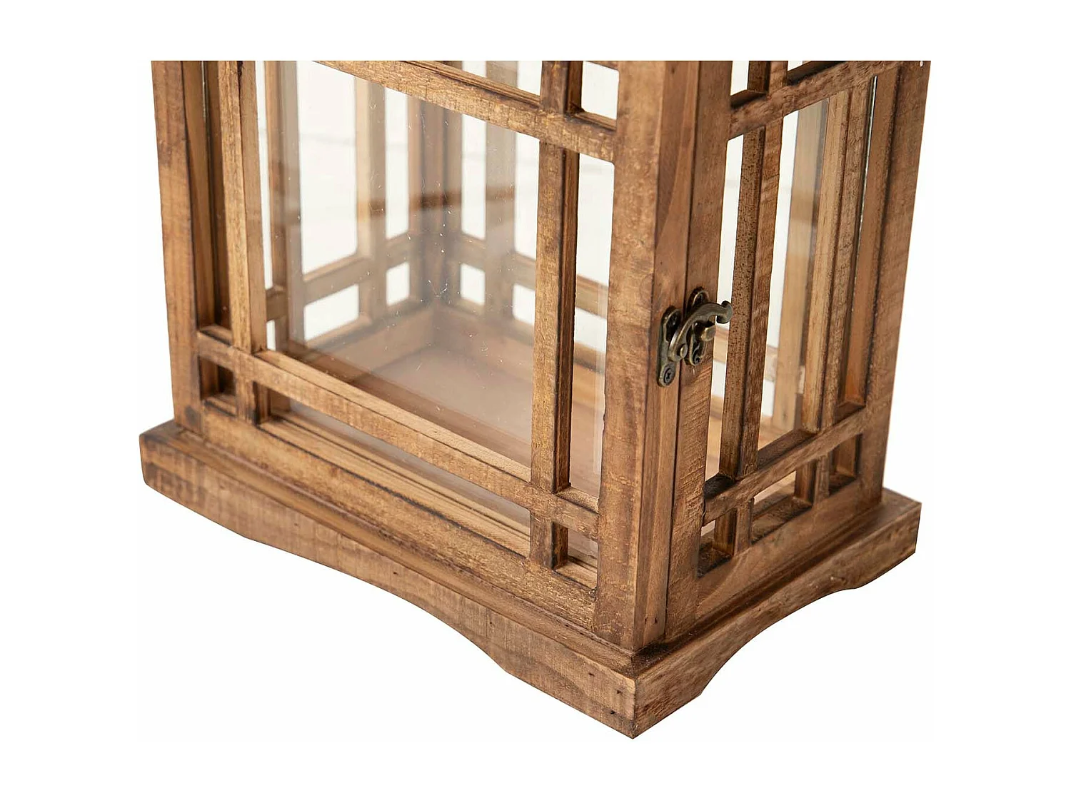 Set 2 Faroles Madera Marron 33x25x60 26x18x43 Cm