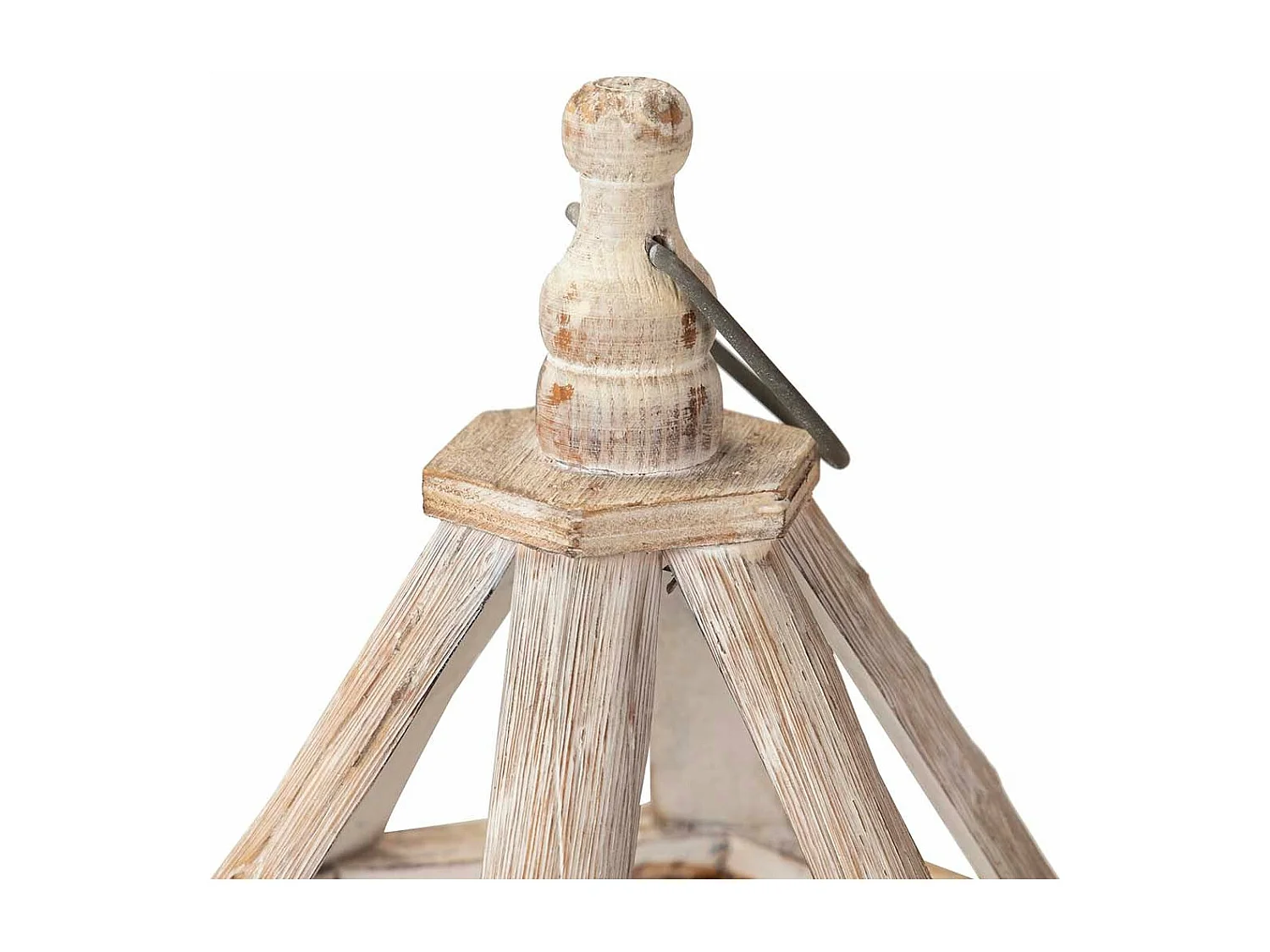 Set 2 Faroles Madera Beige 29x25x64 20x17x46 Cm