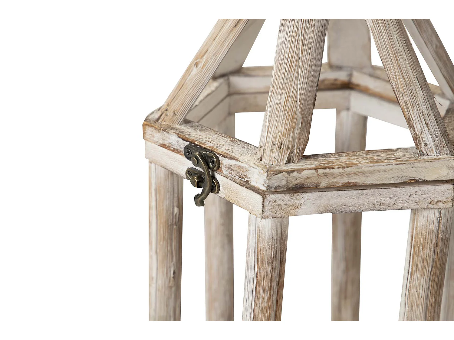 Set 2 Faroles Madera Beige 29x25x64 20x17x46 Cm