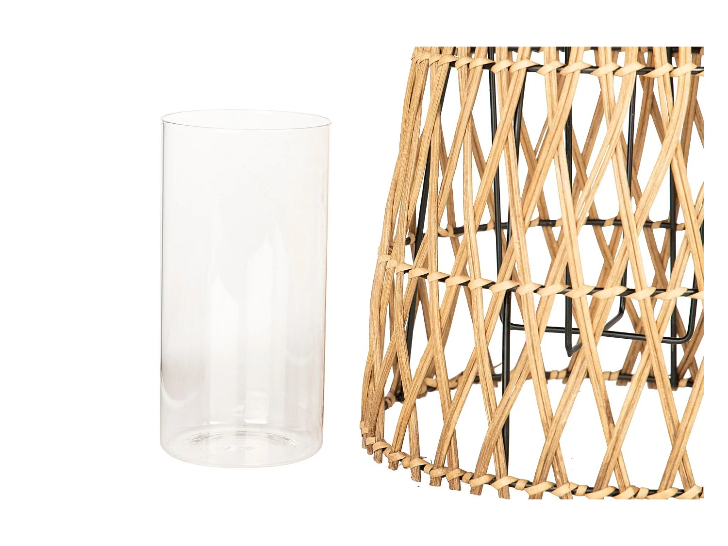 Farol Bambu-metal Natural 25x25x34 Cm