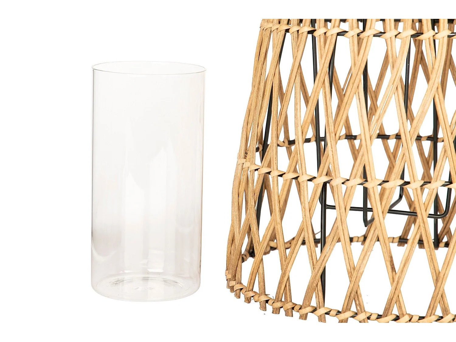 Farol Bambu-metal Natural 25x25x34 Cm