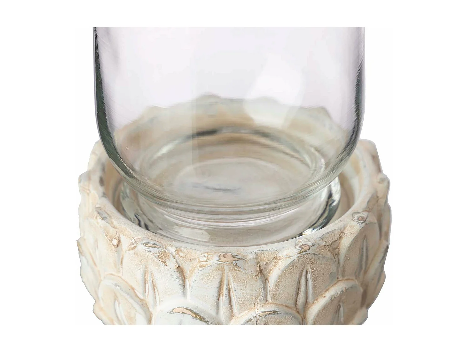 Portavelas Ceramica Cristal Beige 12x12x24 Cm