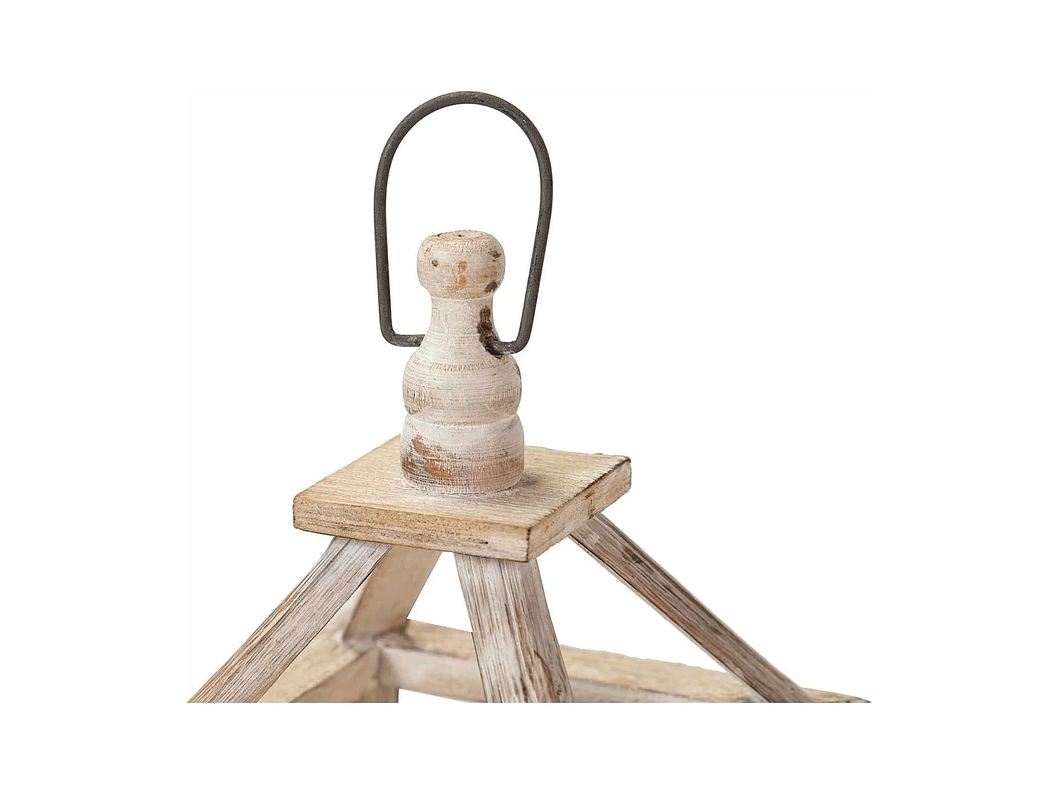 Set 2 Faroles Madera Beige 26x26x60 17x17x42 Cm