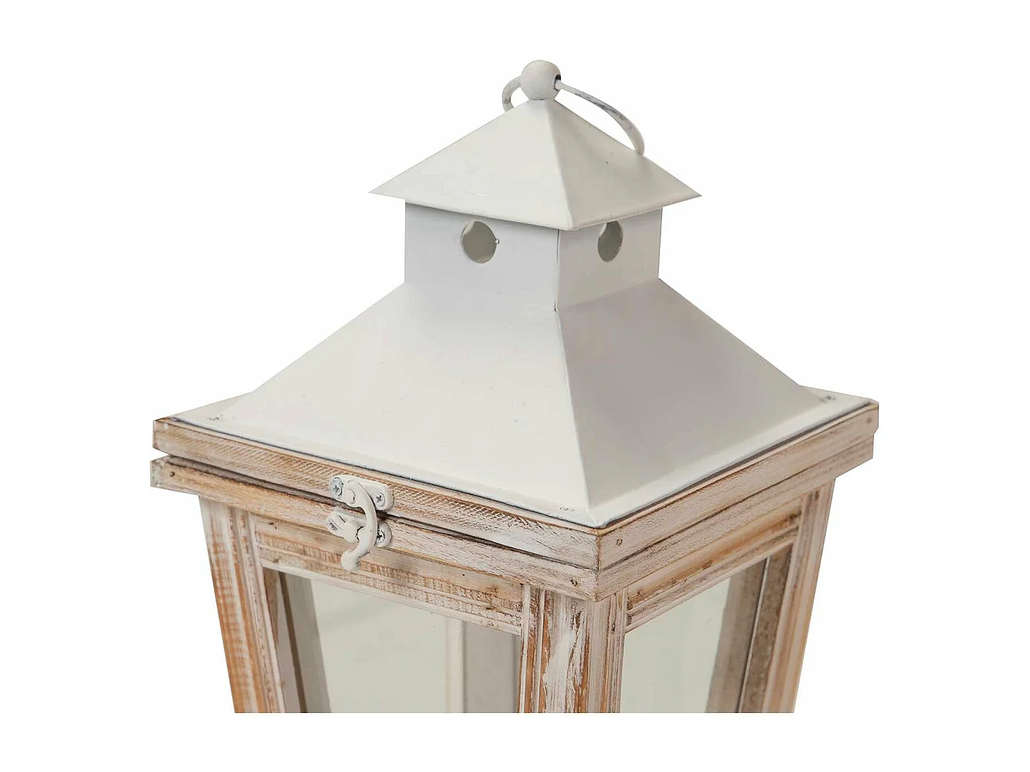 Set 2 Faroles Madera Beige 30x30x65 20x20x46 Cm