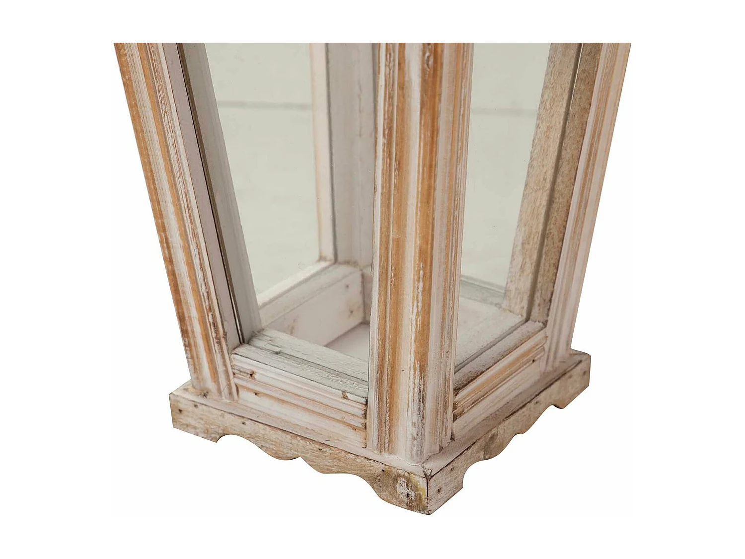 Set 2 Faroles Madera Beige 30x30x65 20x20x46 Cm