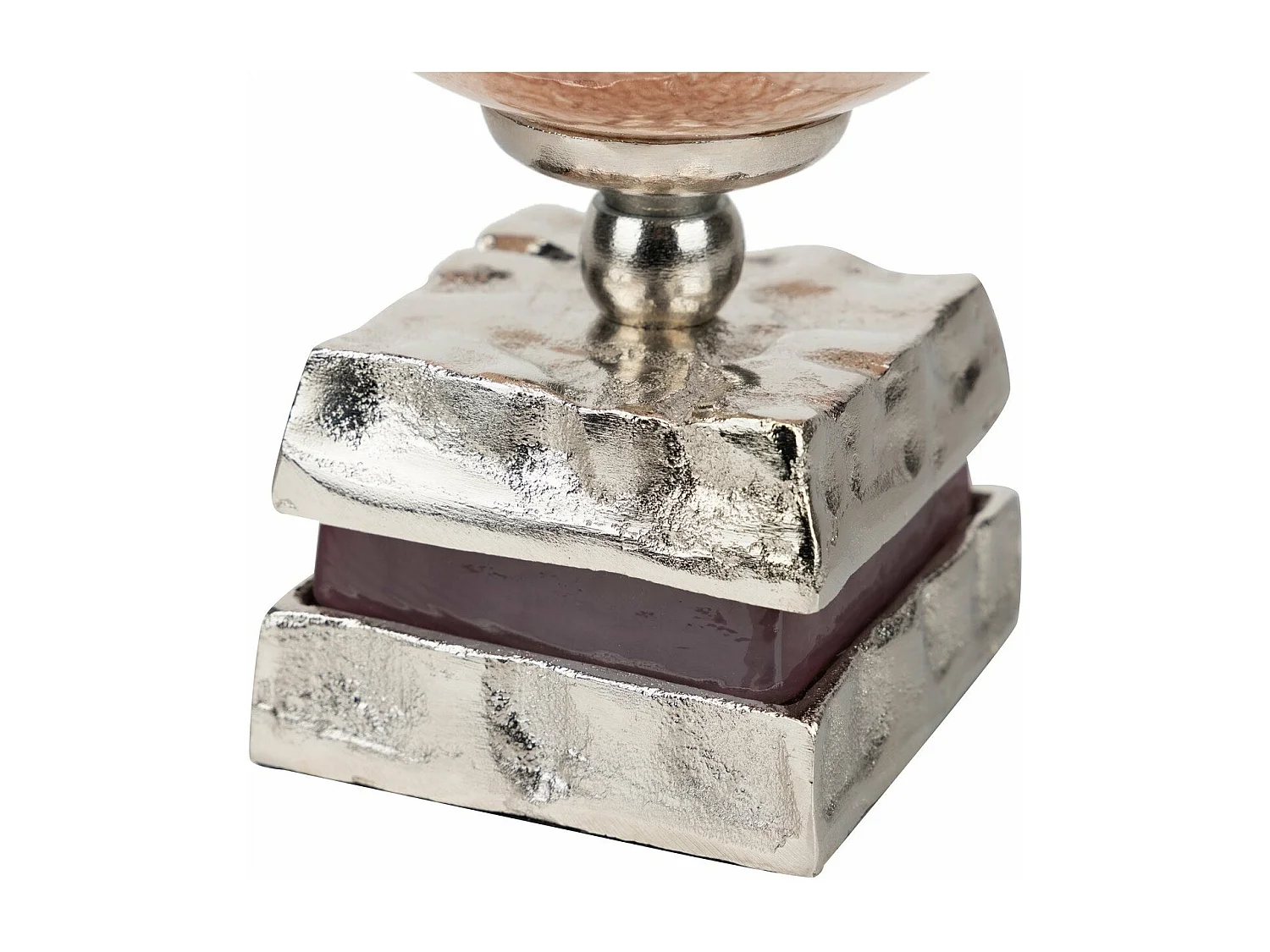 Portavelas Cristal Aluminio Rosa Nickel16x16x42cm