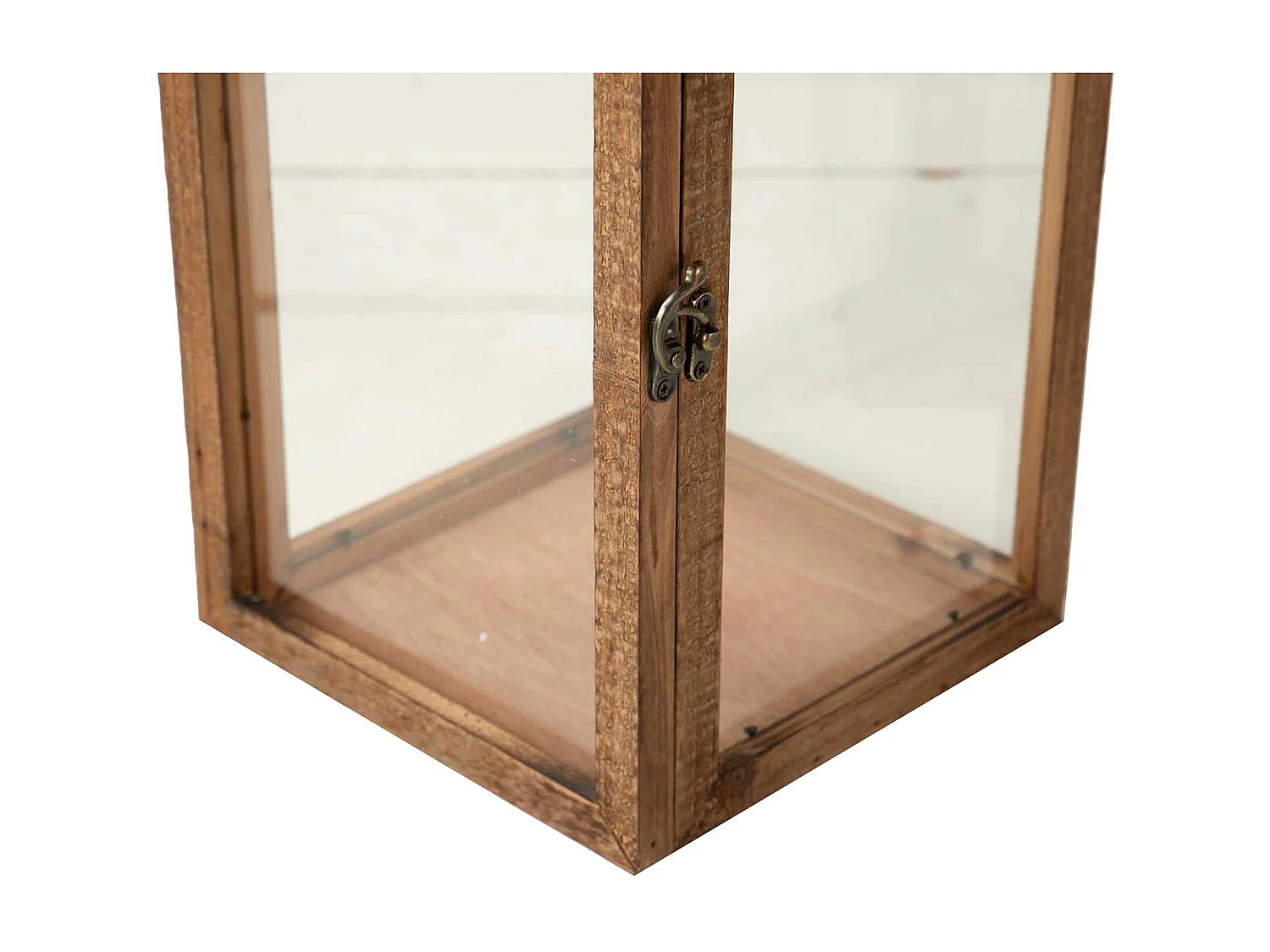 Set 2 Faroles Madera Marron 27x27x48 20x20x40 Cm