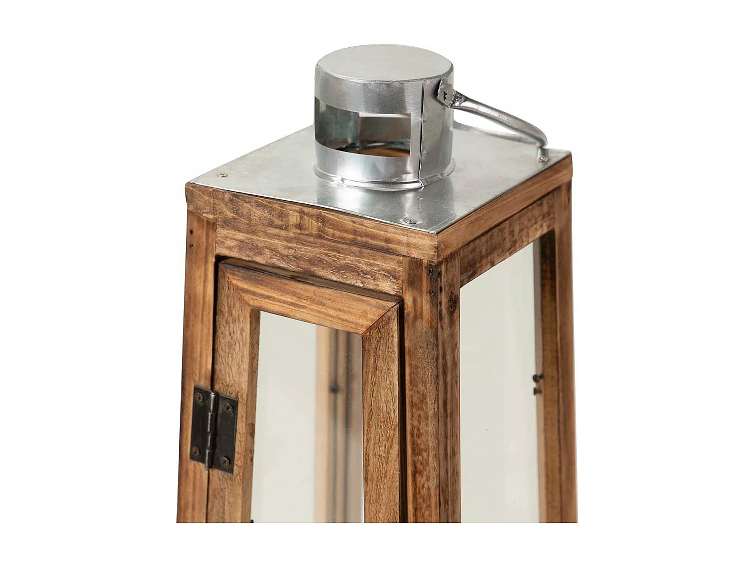 Set 2 Faroles Madera Marron 29x29x90 18x18x69 Cm