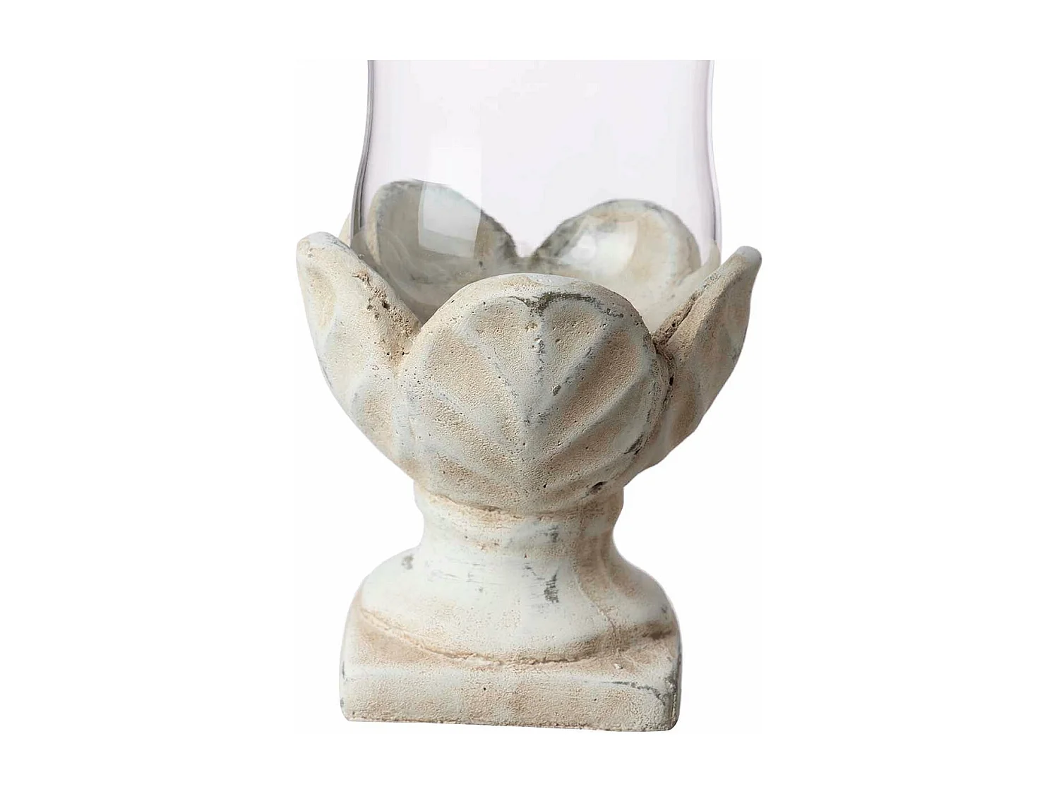 Portavelas Cemento Cristal Beige 16x16x26 Cm