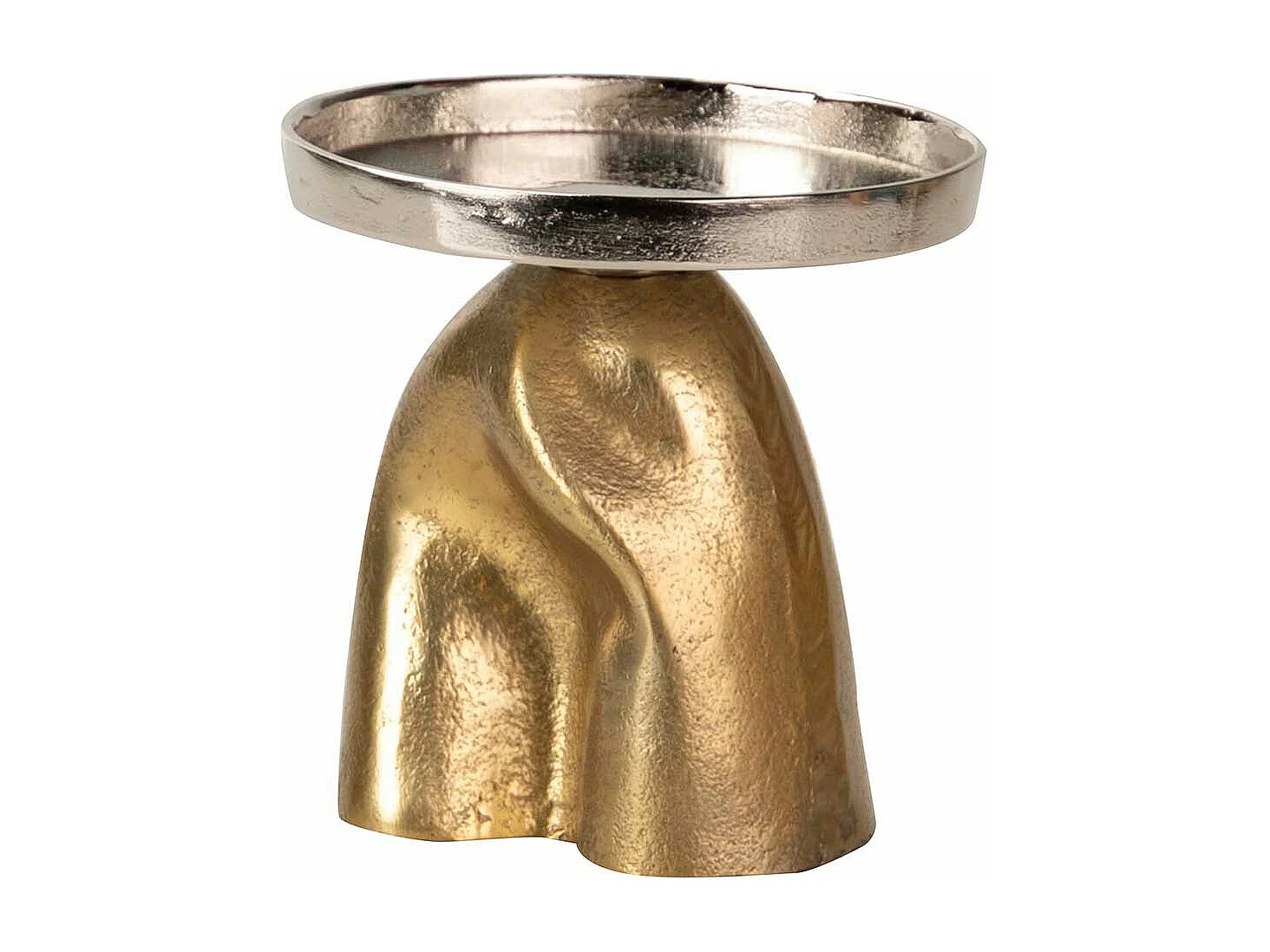 Portavelas Aluminio Plateado / Dorado 14x14x14 Cm