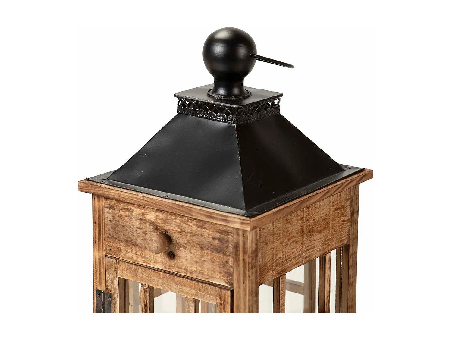 Set 2 Faroles Madera Marron 30x30x94 23x23x64 Cm