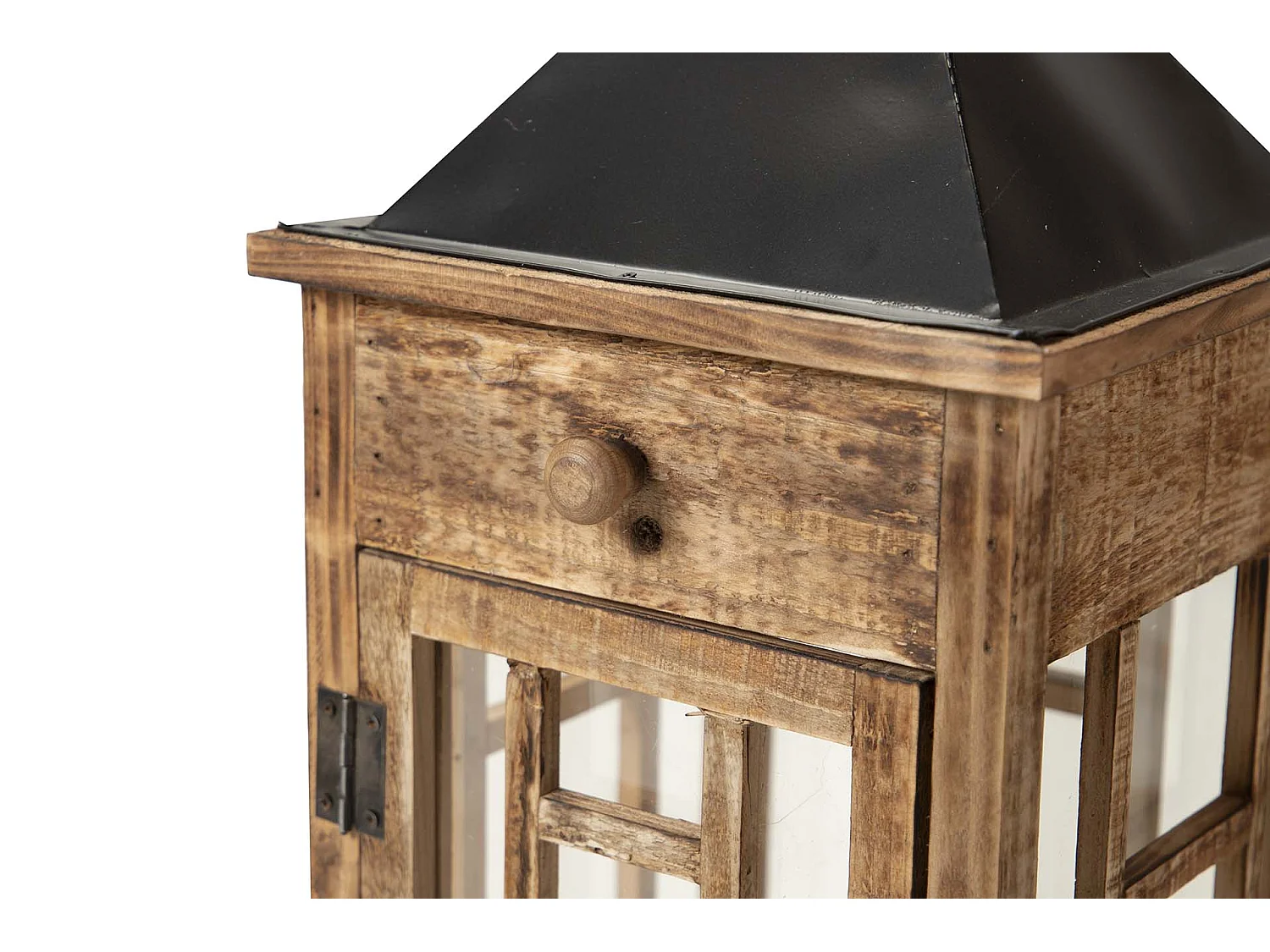 Set 2 Faroles Madera Marron 30x30x94 23x23x64 Cm