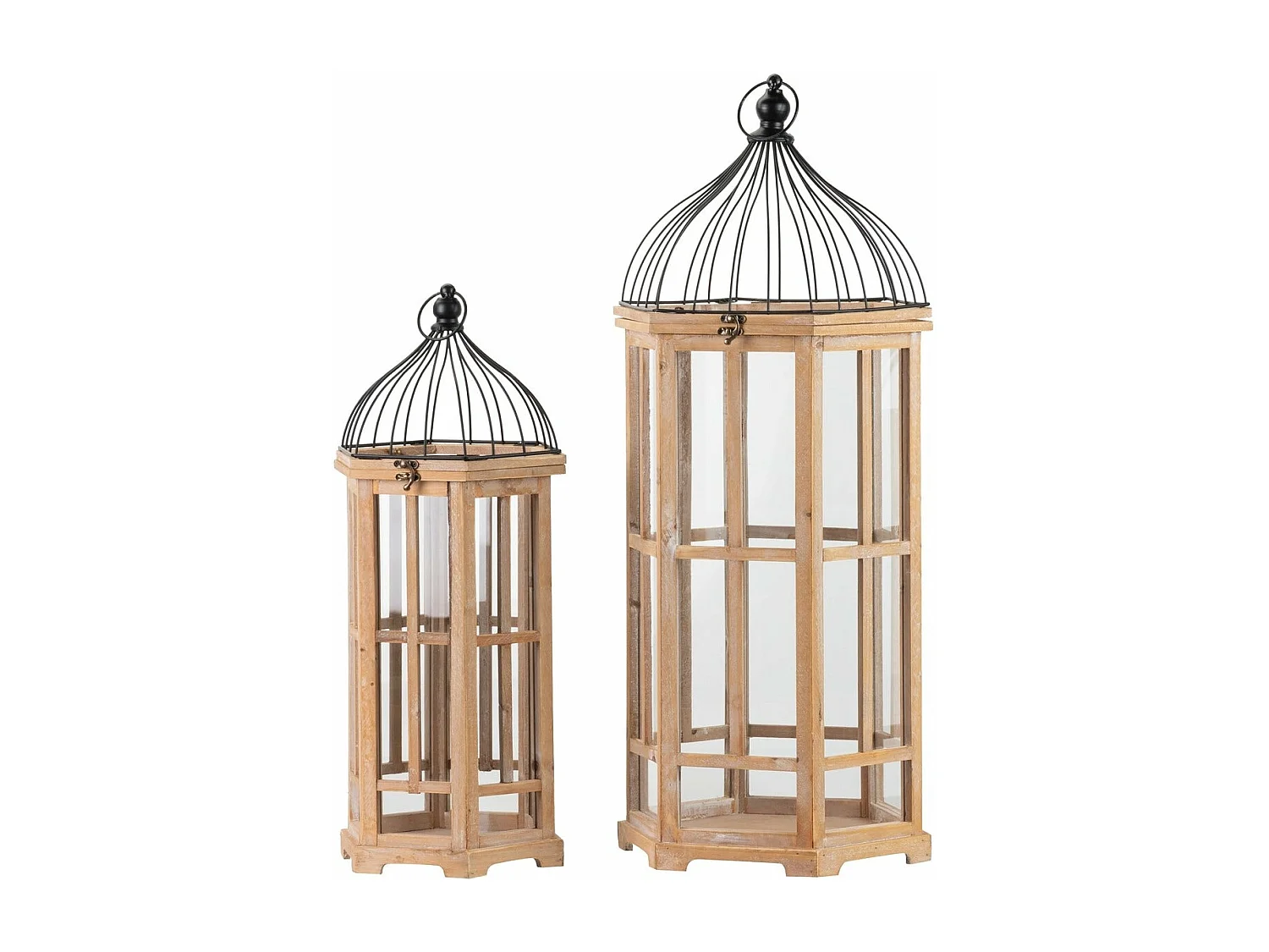 Set 2 Faroles Antique  35x31x83 / 26x23x65 Cm