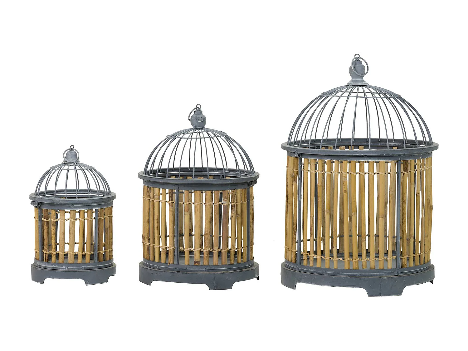 Set 3 Jaulas Metal 38x38x62 30x30x49 22x22x36 Cm