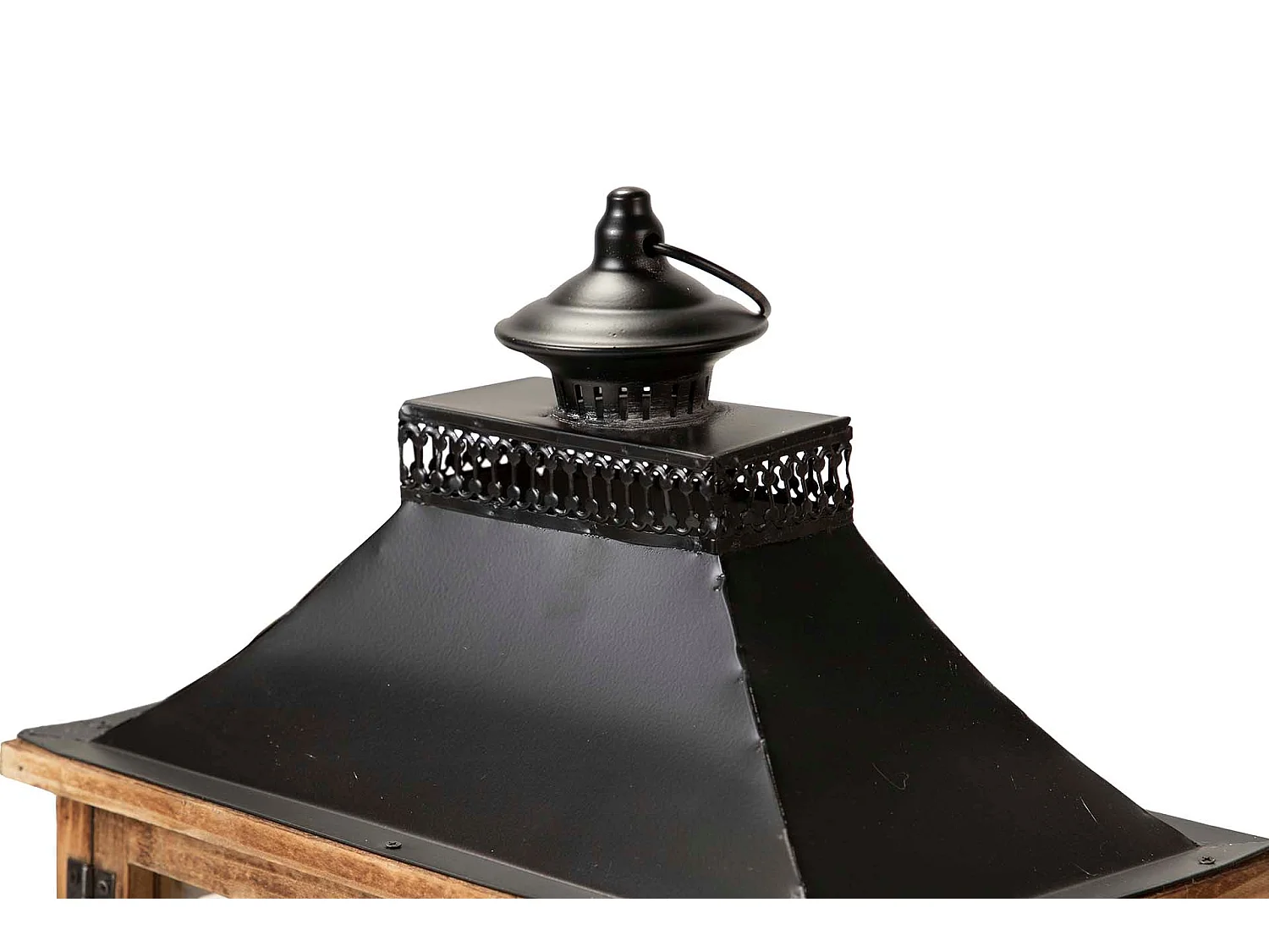 Set 2 Faroles Madera Marron 41x27x61 34x20x46 Cm