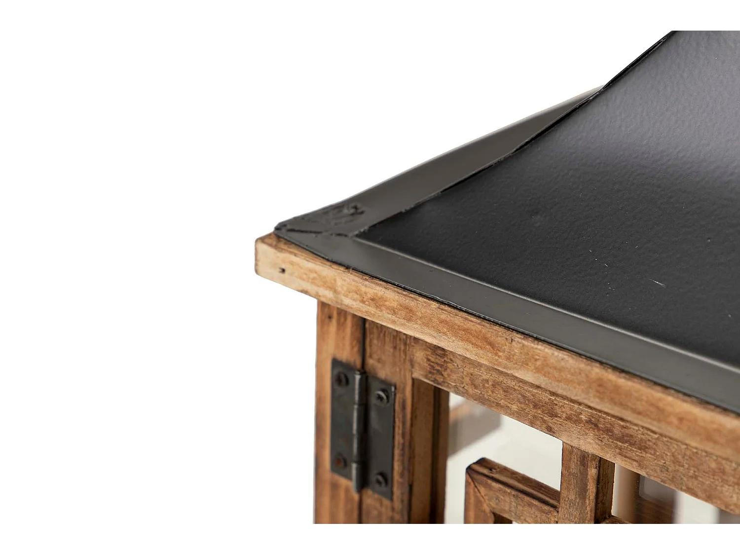 Set 2 Faroles Madera Marron 41x27x61 34x20x46 Cm