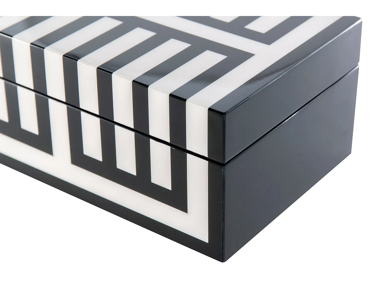 Caja Mdf Lacada Blanca Negra 20x12x8 Cm