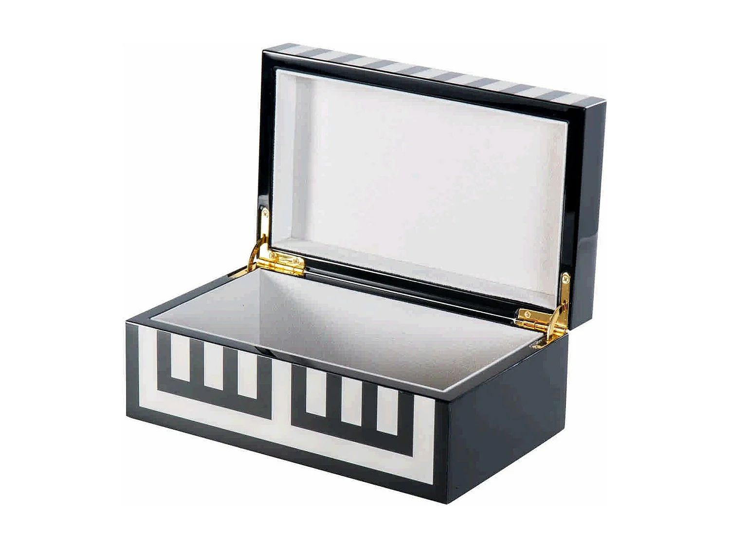 Caja Mdf Lacada Blanca Negra 20x12x8 Cm