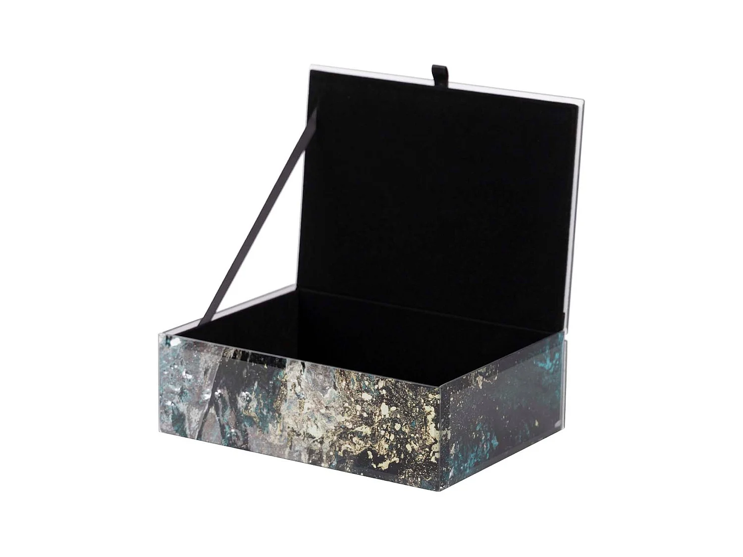 Caja Cristal Impresion Dorado-negro 21x15x7 Cm